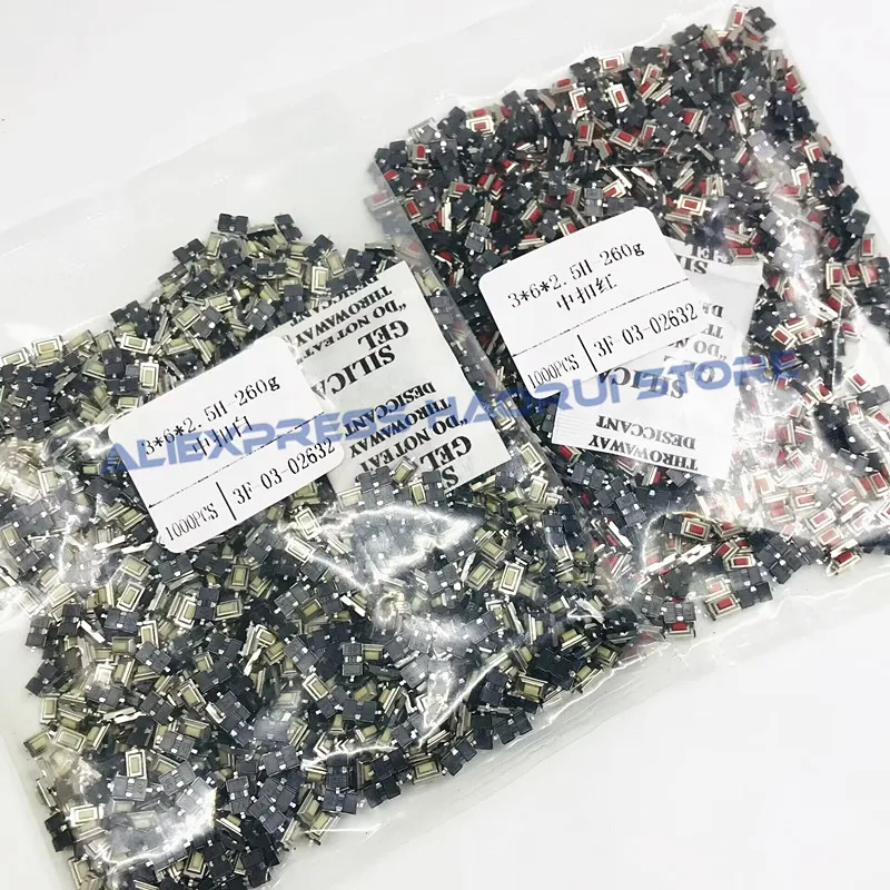 1000 sztuk/partia 3*6*2.5mm SMD czerwony biały 2-pinowy przełącznik dotykowy z przyciskiem dotykowym pilot samochodowy mikroprzełącznik 3*6*2.5H