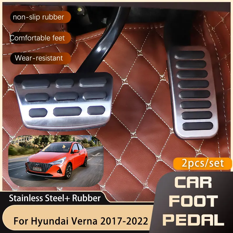 سيارة الفرامل الراحة القدم الدواسات غطاء لشركة هيونداي فيرنا سولاريس 2017 2018 2019 2020 2021 2022 الفولاذ المقاوم للصدأ عدم الانزلاق دواسة في MT