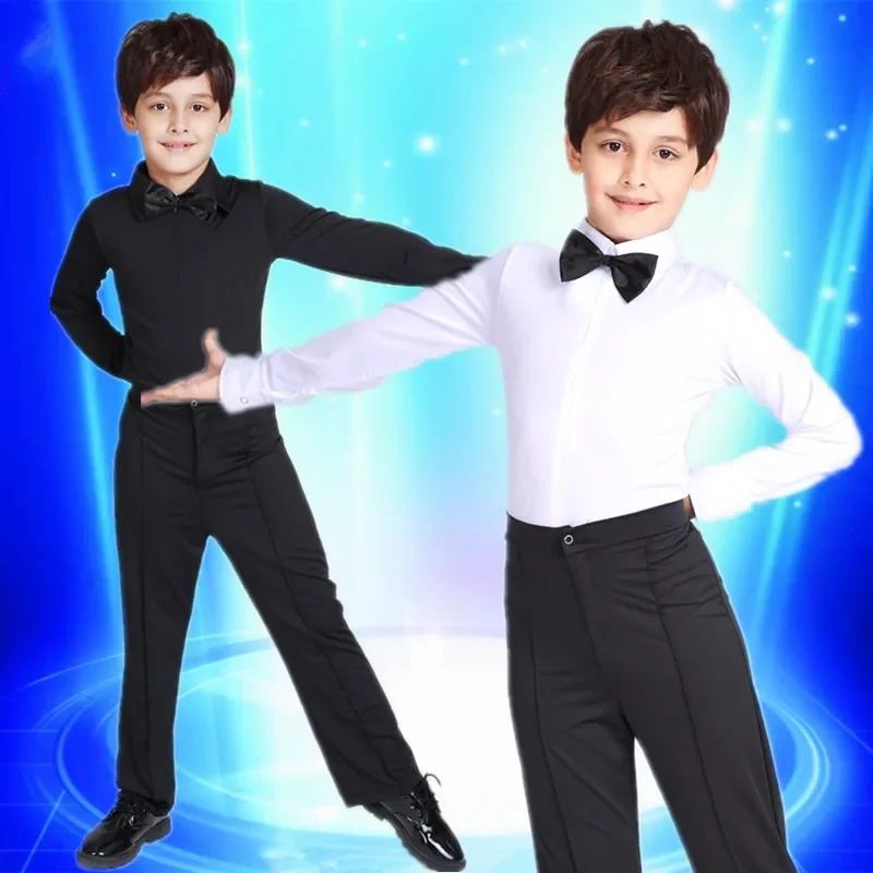 

New Boy Latin ballroom costume Sets children Latin Shirt+pants suit Rumba Samba Dancewear Latin dance competition clothes