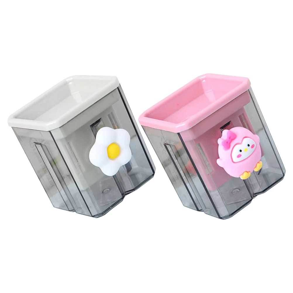 

2 Pcs Double Hole Pencil Sharpener Pencils Portable Colored Sharpeners Household Handheld Plastic Office