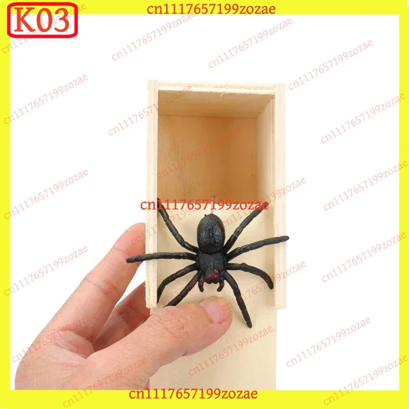 k03 ZOCI Wooden Spider Jump Scare Box Funny Prank Toy Office Friends Gag Gift Novelty Trick Gadget