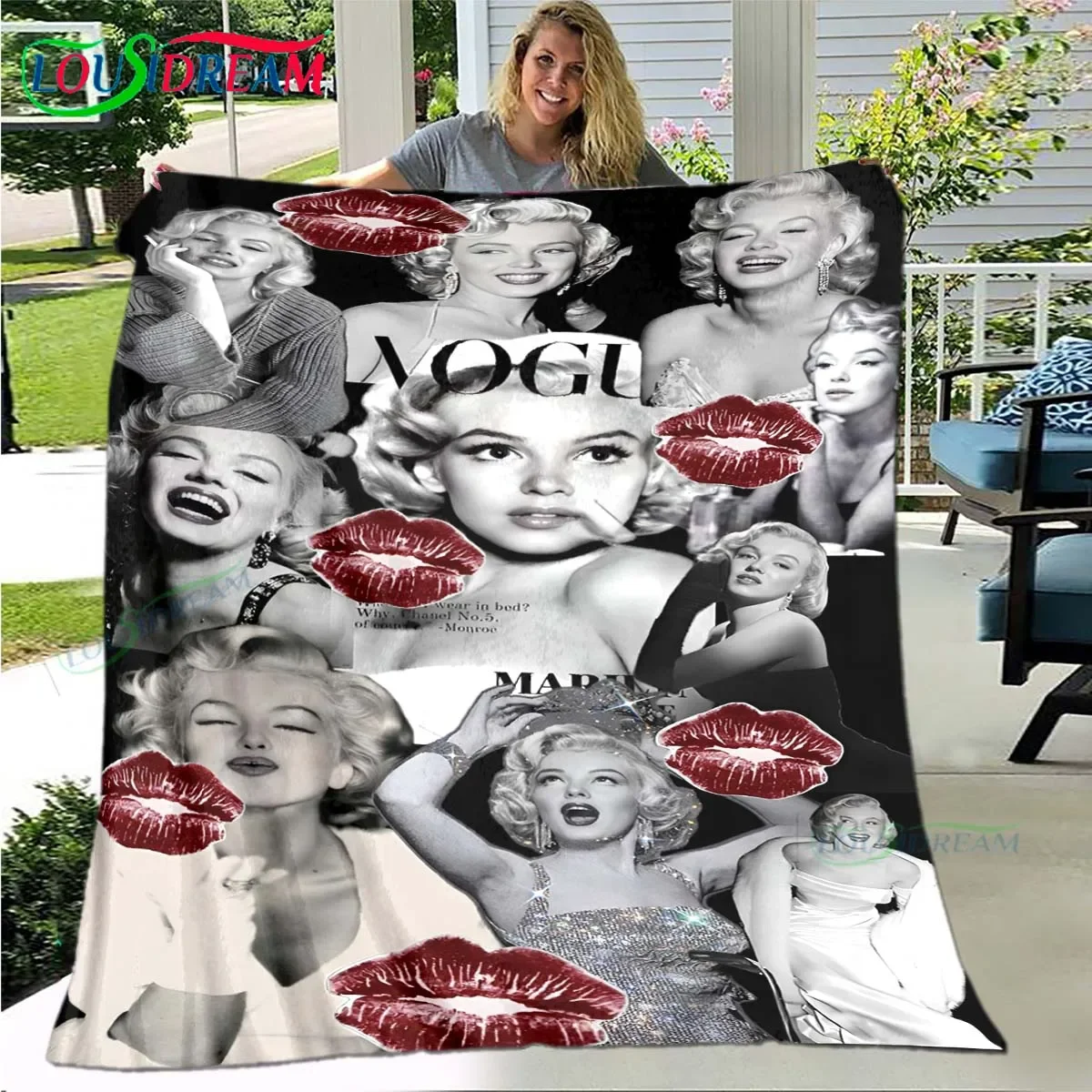 

Fashion Sexy Actor M-Marilyn Monroe Print Four Seasons Blanket Sofa Cover Travel Bed Plush Blanket Office Break Blanket Gift