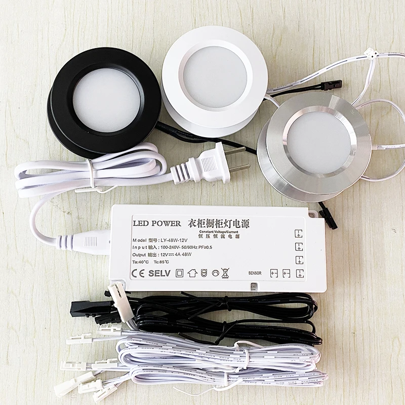 Set of Mini LED Downlights, 1 Transformer, With 6 3W Spotlights, Suitable for Cabinets, Wine Cabinets, Display Cabinets, Shops