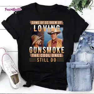 كلب منا نشأ المحبة Gunsmoke the Cool Ons لا تزال يفعل تي شيرت تقليدي Gunsmoke فيلم قميص كاوبوي فيلم قميص Gunsmoke #6