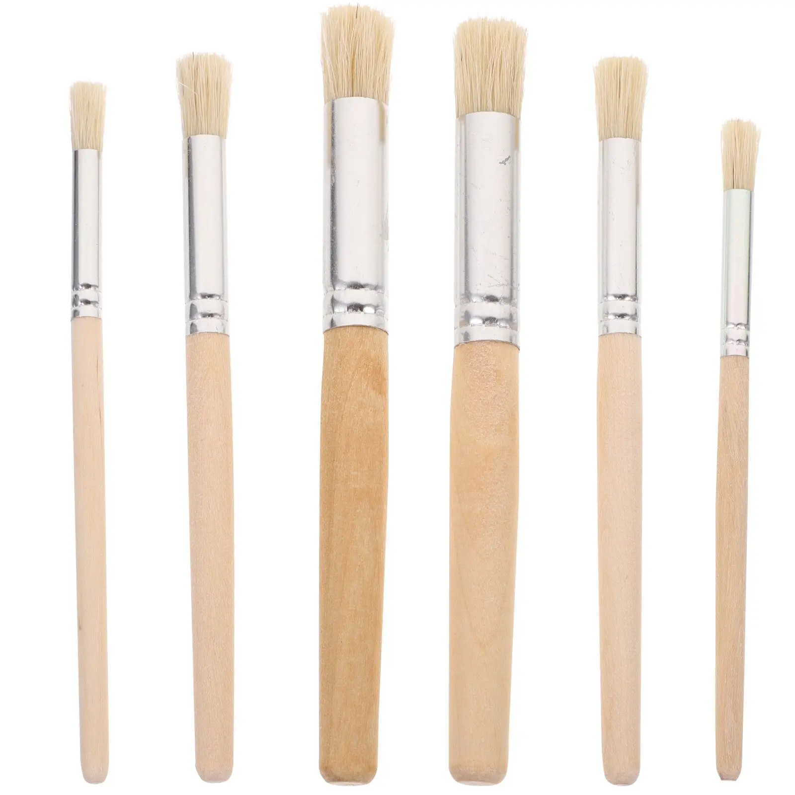 

6 Pcs Template Brush Set Synthetic Fibers Acrylic Watercolor Painting Round Tip Dry Pointed Nylon Wooden Handle