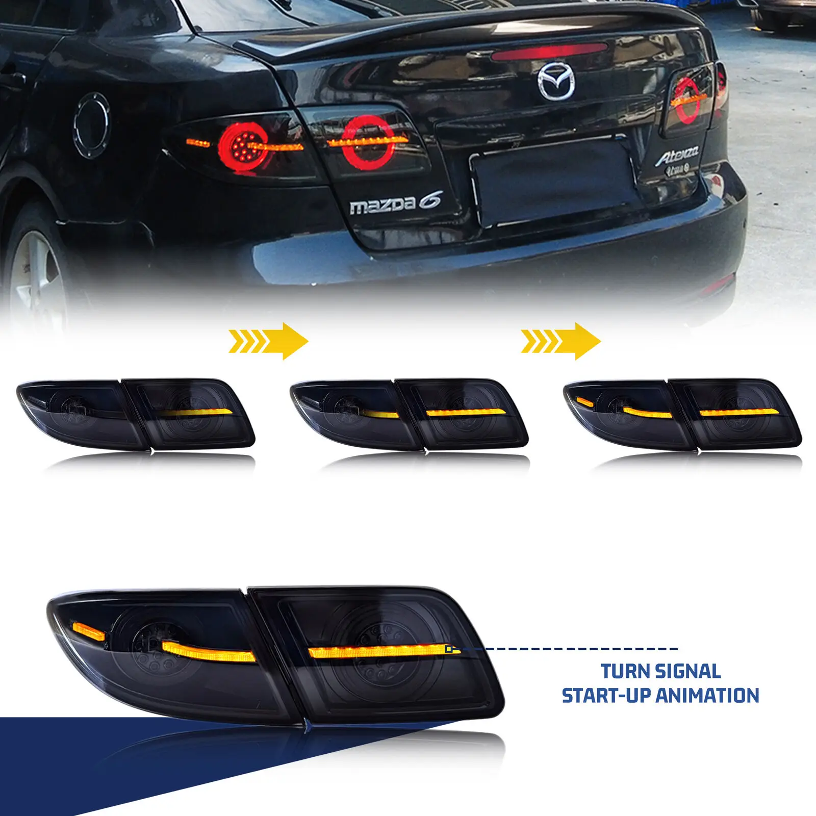 LED Tail Lights for Mazda 6 2003 -2015 Animation Rear Lamps