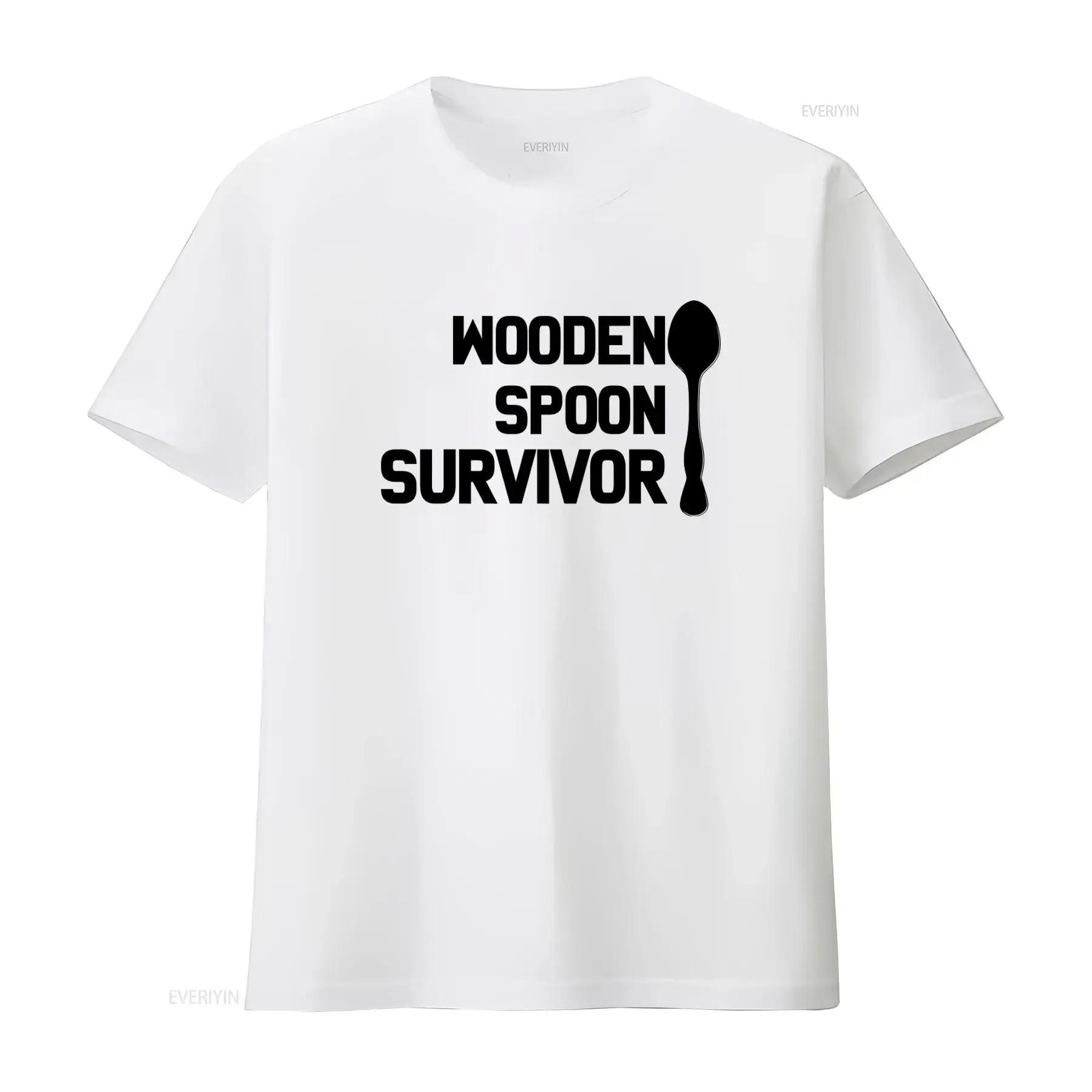 Wooden Spoon Survivor Funny Humor Joke College Cool Student Slogan Mens T shirt vintage Washed fashion Comfortable Slightly