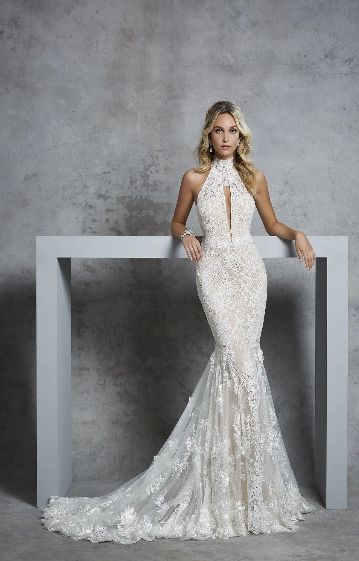 Elegant Mermaid Wedding Dresses For Women Halter Lace Bridal Gown Sweep Train Backless Skirt Custom Made