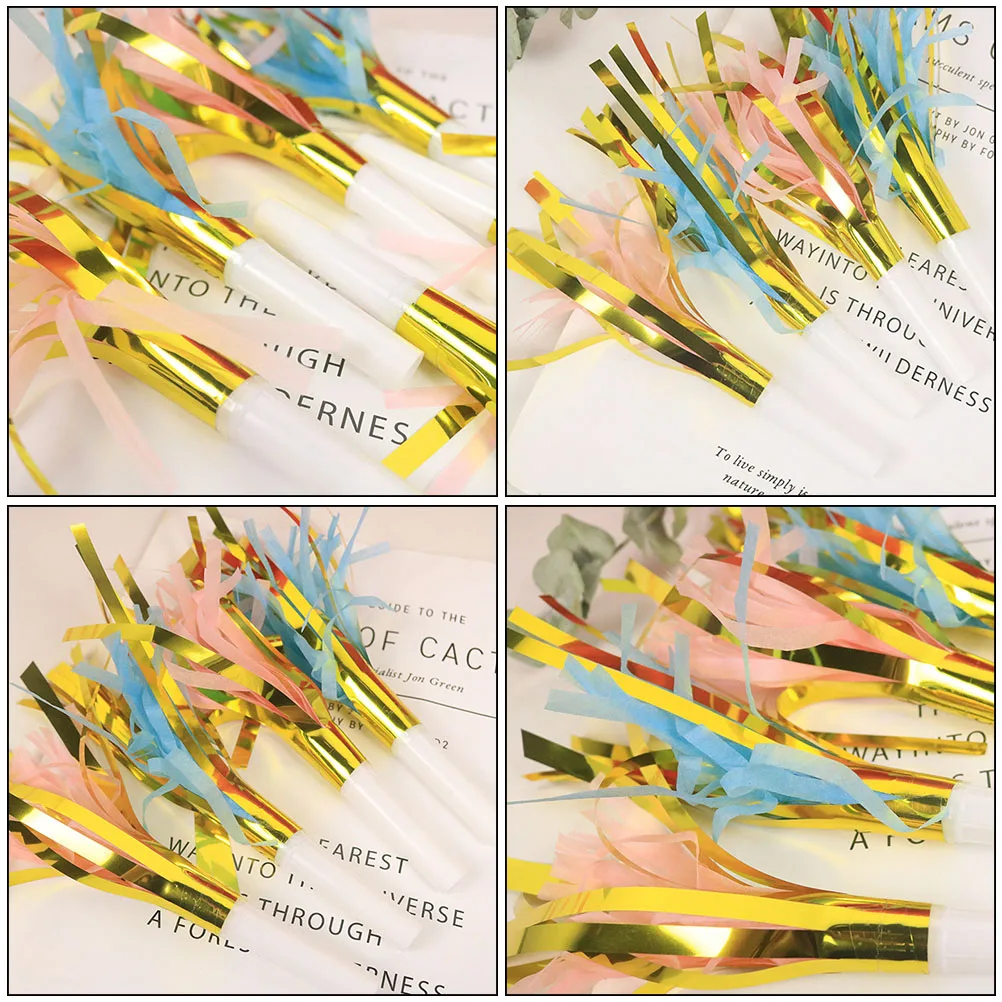 

20Pcs Tassel Cheer Whistles Party Blowouts Bright Colors Fun Blowing Dragon Props for Carnival Sports Birthday Events