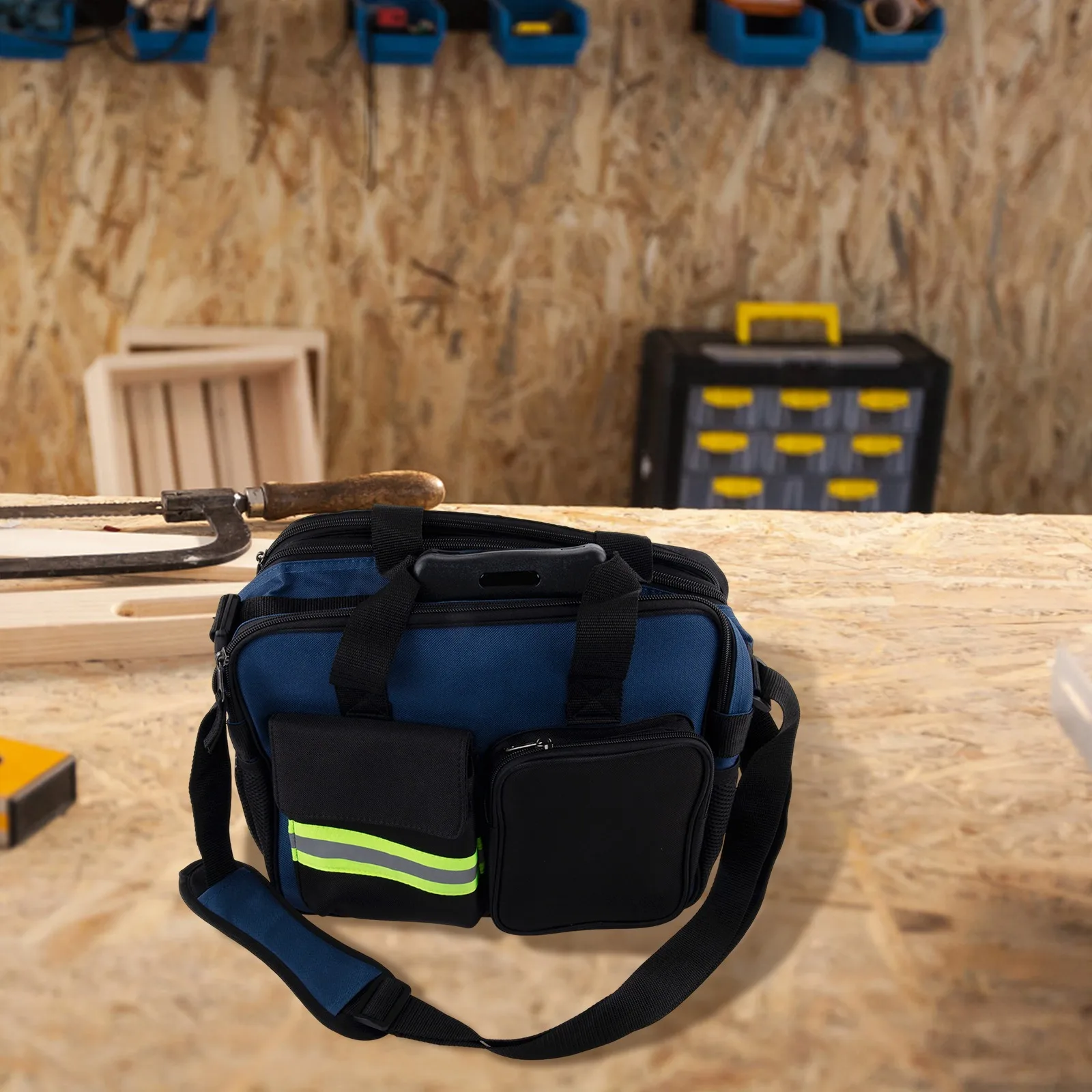 Kit de herramientas multifuncional para almacenamiento de herramientas, bricolaje, mejora del hogar, apertura de boca ancha, cierre de cremallera fácil de abrir, diseño robusto