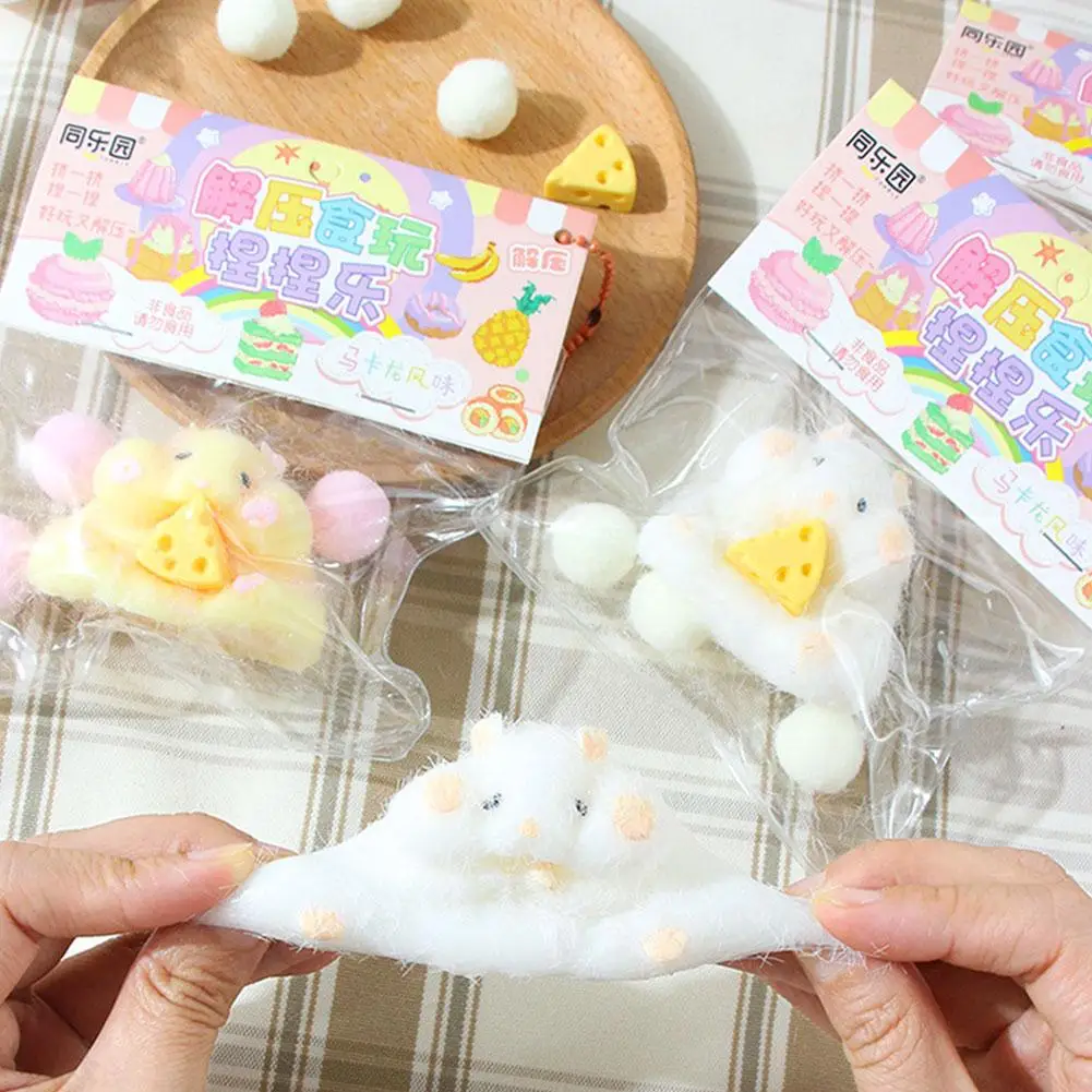 Mini jouet en peluche Kawaii pour enfants, jouet à presser, patte de chat, cube transparent souligné, hamster, fromage, instituts