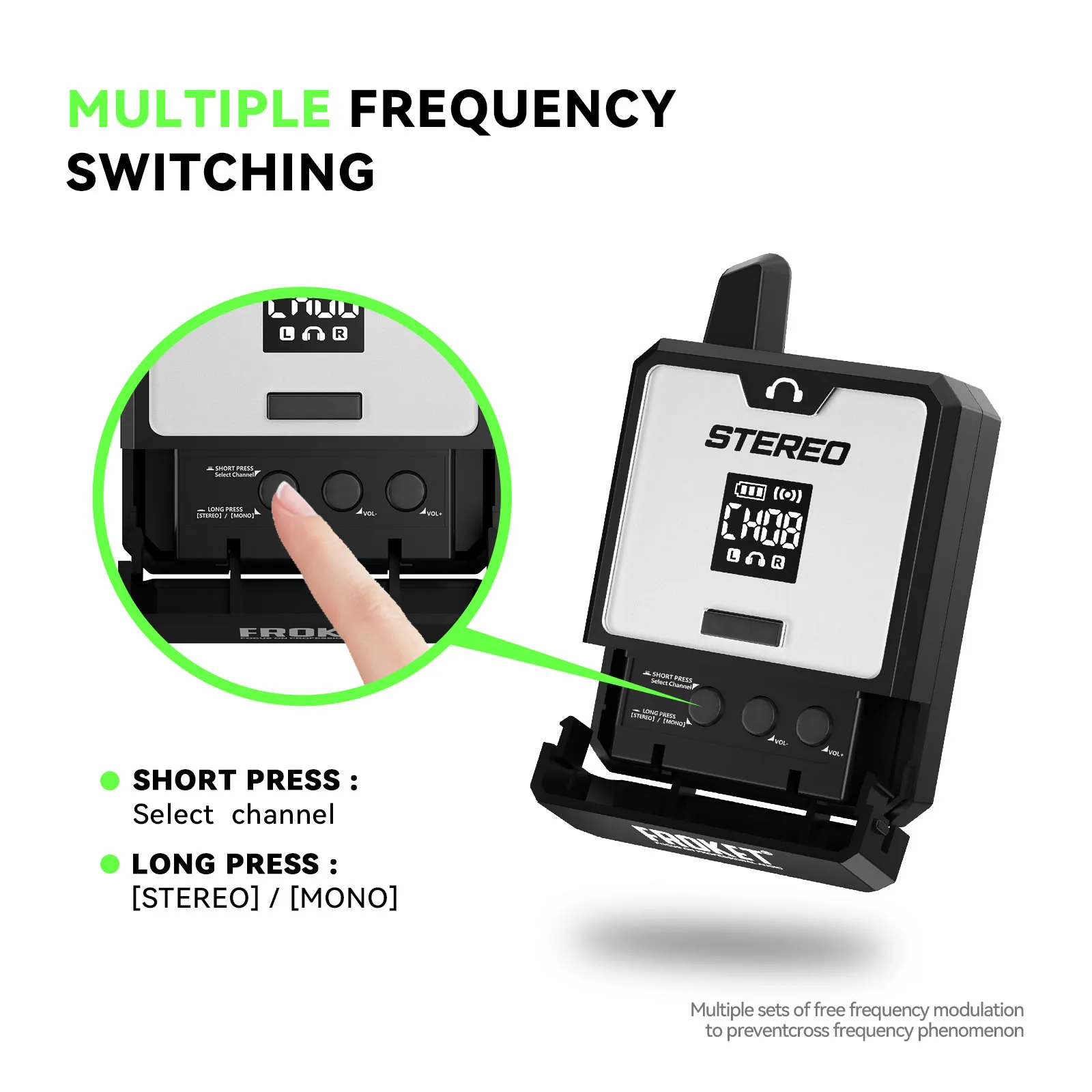ET-24 stereo draadloos in-ear monitorsysteem, 2.4G digitale signaaloverdracht, transmissieafstand 30-50 meter, voor banden