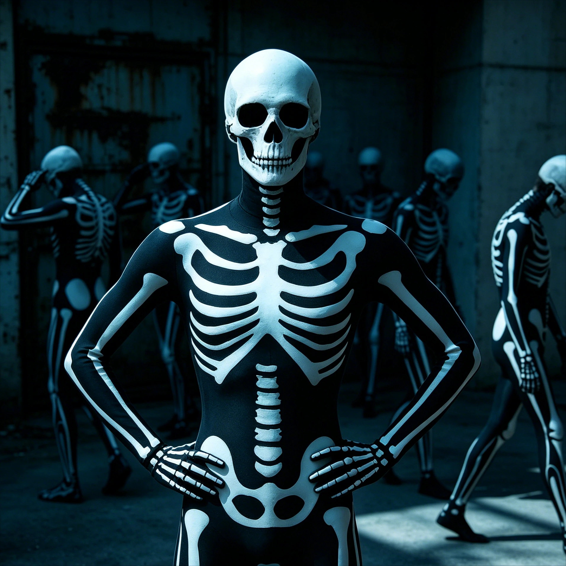 Halloween Death Horror Costume Skeleton Bodysuit Skull Steampunk Skeleton Cosplay Jumpsuit Gloves Mask Party Clothes Women Men view 6
