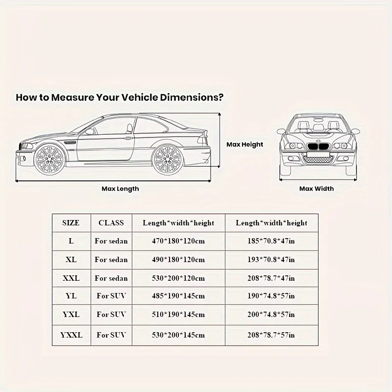 1pc Universal Fit Outdoor Car Cover, 190T Polyester Thickened Fabric, SUV Full Vehicle Protection From Sun, Dust, Rain, Snow