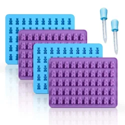 6 Pieces Mini Gummy Bear Candy Mold Silicone Chocolate Gummy Mold with Dropper Non-stick Food Grade Jelly Bear Cake Candy Tools