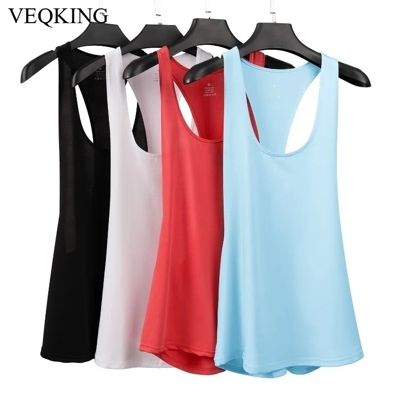 

VEQKING Women's Workout Vest Sleeveless Quick Dry Fitness Top Gym Running Sports Shirt Athletic Breathable Slim Fit T-Shirt