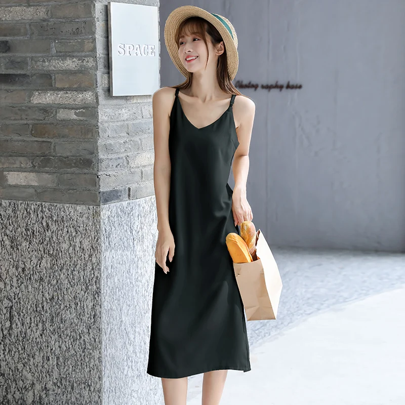 

Women Maxi Dress Sleeveless Sling Dress Female Summer 2022 V-neck Slit Long Women Dresses