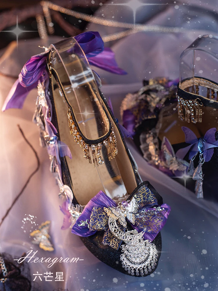 Original Lolita Handmade Lo Shoes With Exotic Ethnic Style Round Toe High Heels Noble And Luxurious Lolita Girl Single Shoes