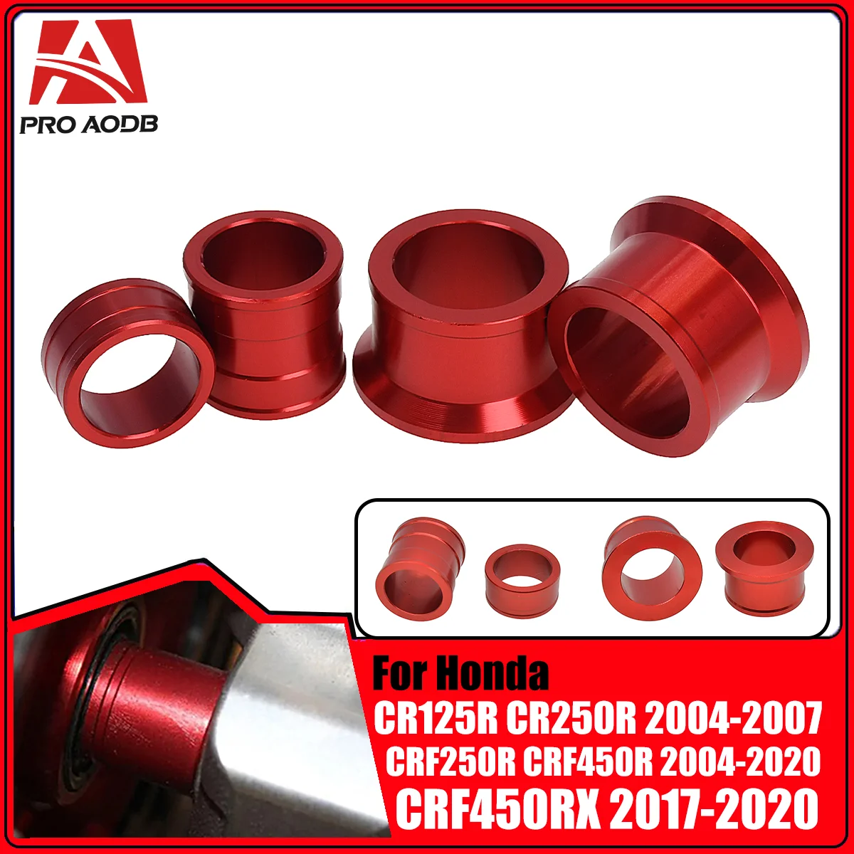 

Motorbike CNC Front Rear Wheel Hub Spacers For HONDA CRF250R CRF450R CR125R CR250R CRF250RX CRF450X CRF450RX CRF450L 2004-2017