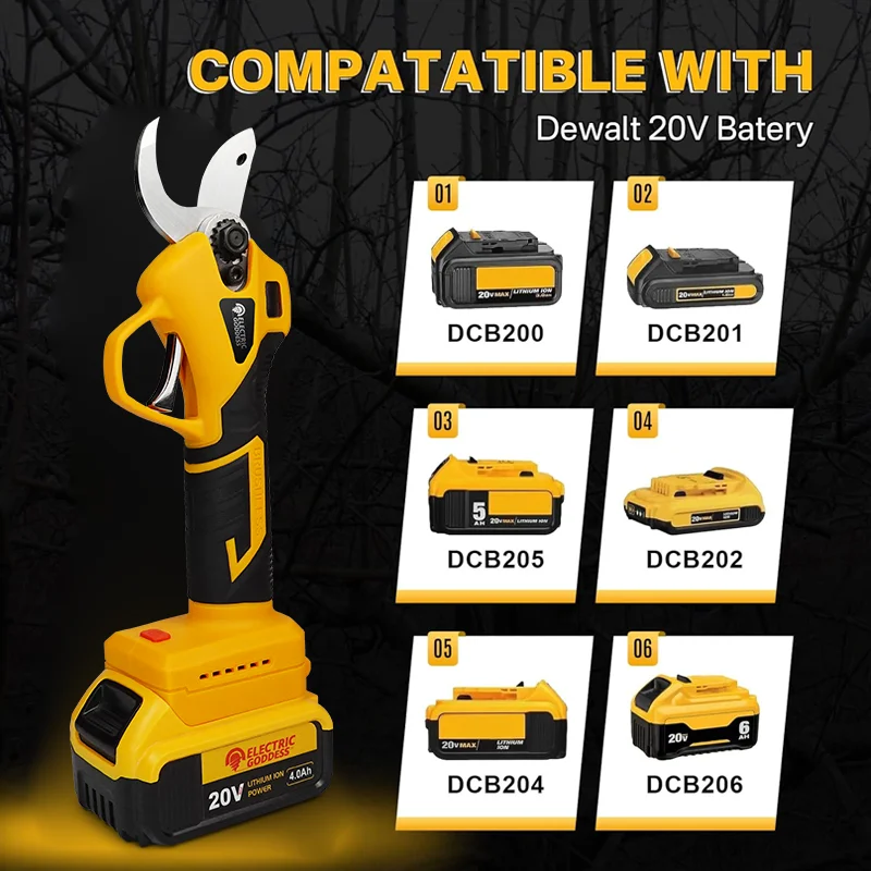Electric Goddess 30mm Brushless Electric Pruning Shears Fruit Tree Shears Garden Pruning Tools For Dewalt 18V Battery