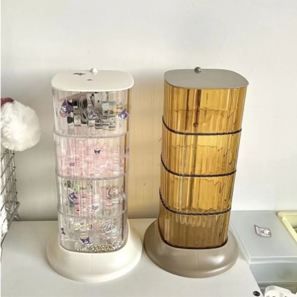 

Space Saving Rotating Storage Box With Lid White Hair Accessories Organizer Multi Functional PS Rotating Jewelry Box Bedrooms