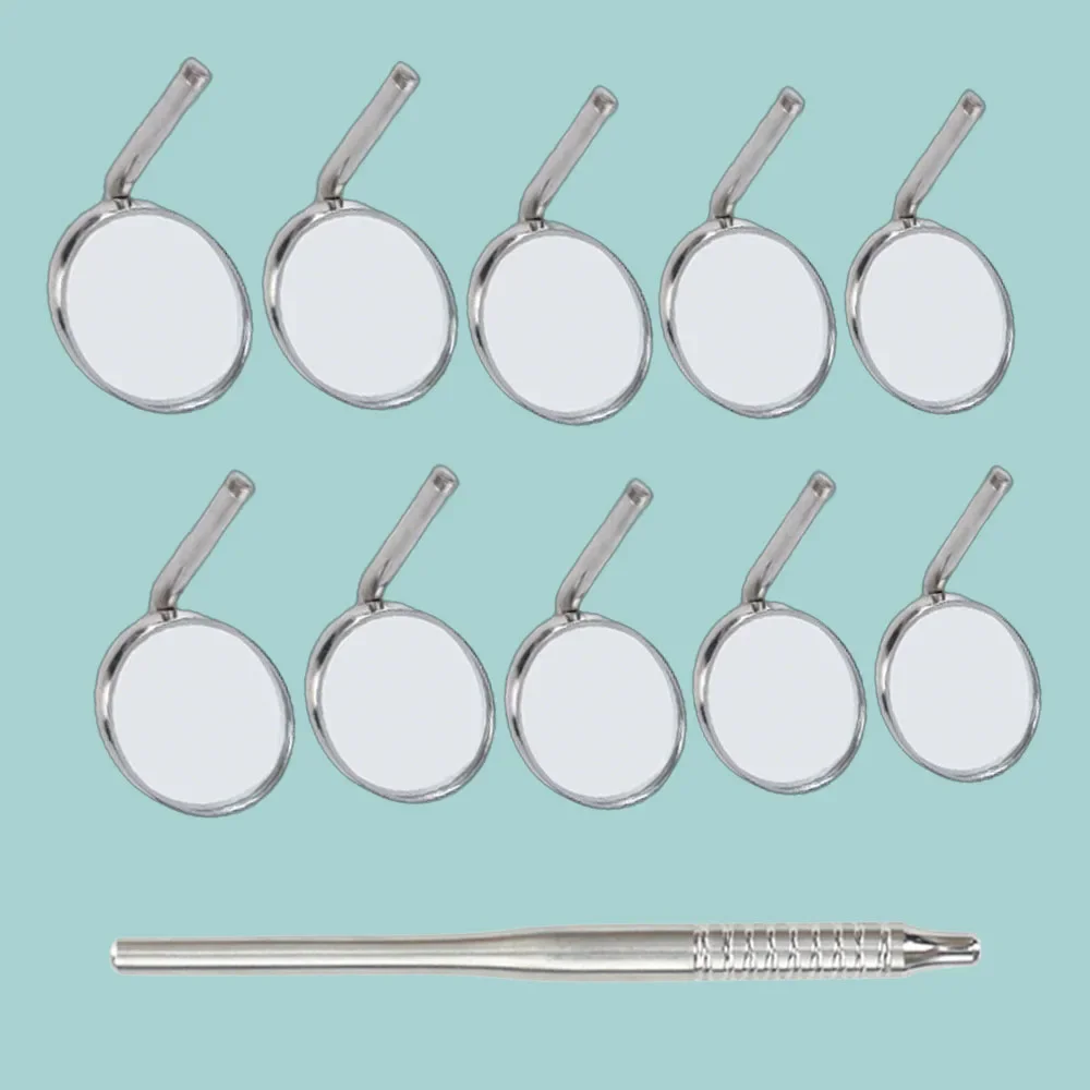 

10Pcs Stainless Steel Dental Mouth Mirror Set with Reflectors for Oral Care and Dentist Use