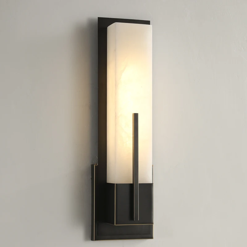Postmodern Design Creative Stone Lamp LED Sconce Light Home Hotel Villa Restaurant Decor Wall Vertical Alabaster Lamp