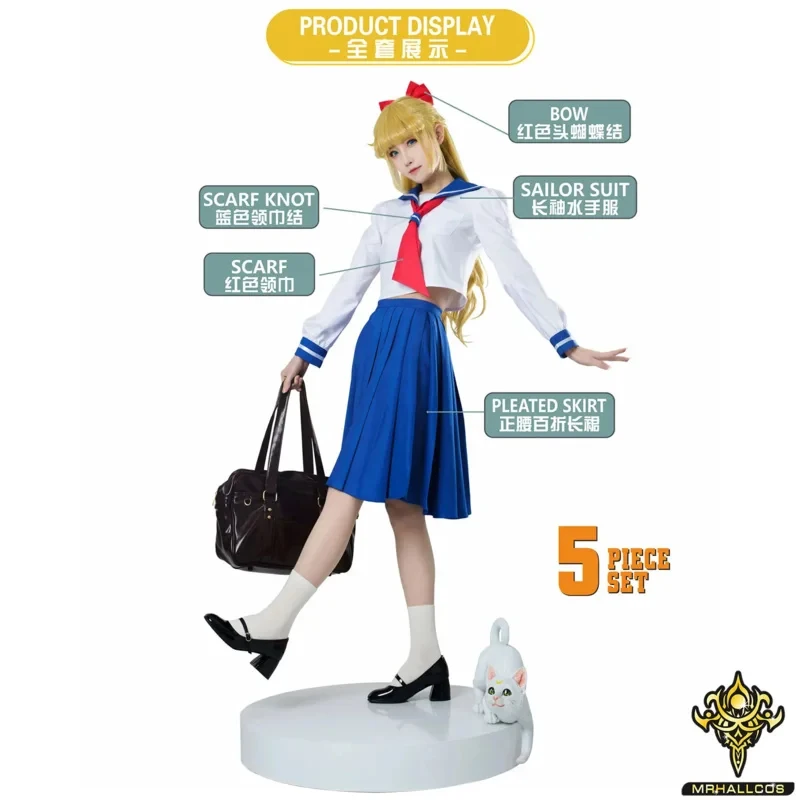 ♛ 2026 ♛   MRHALLCOS Disfraz de Anime Sailor Venus Minako Aino Moon Crystal, uniforme escolar, disfraz de Halloween JK para niños, adultos y mujeres ❤