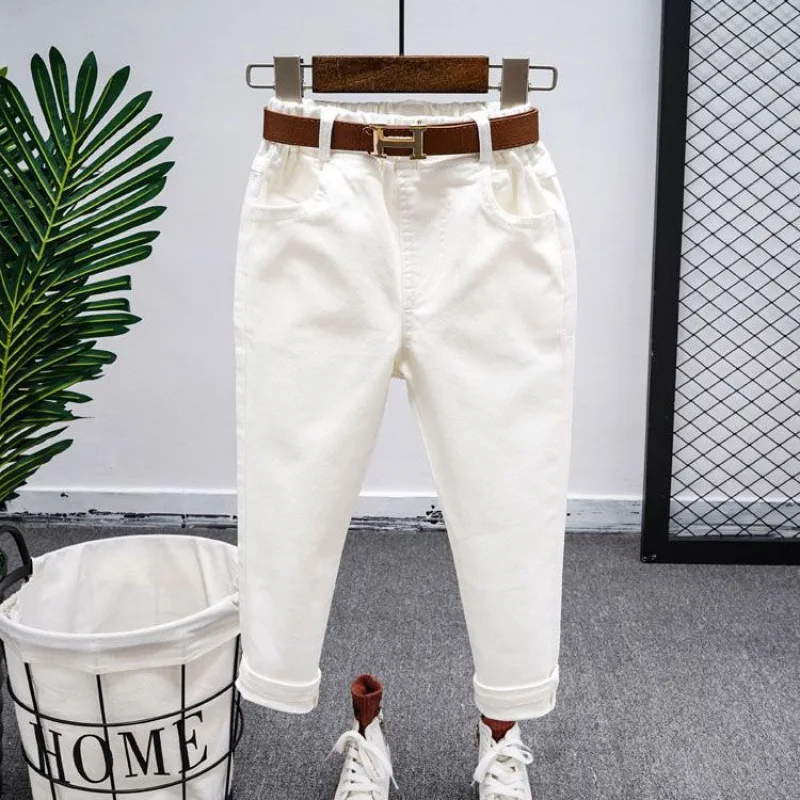 PUMBAA PIG Frühling Herbst Neue Casual Jungen Hosen kinder Dünne Hosen Weiß Schwarz Abnehmen Glatte Umriss Kinder Mädchen Bleistift Hosen 2-8Years 4