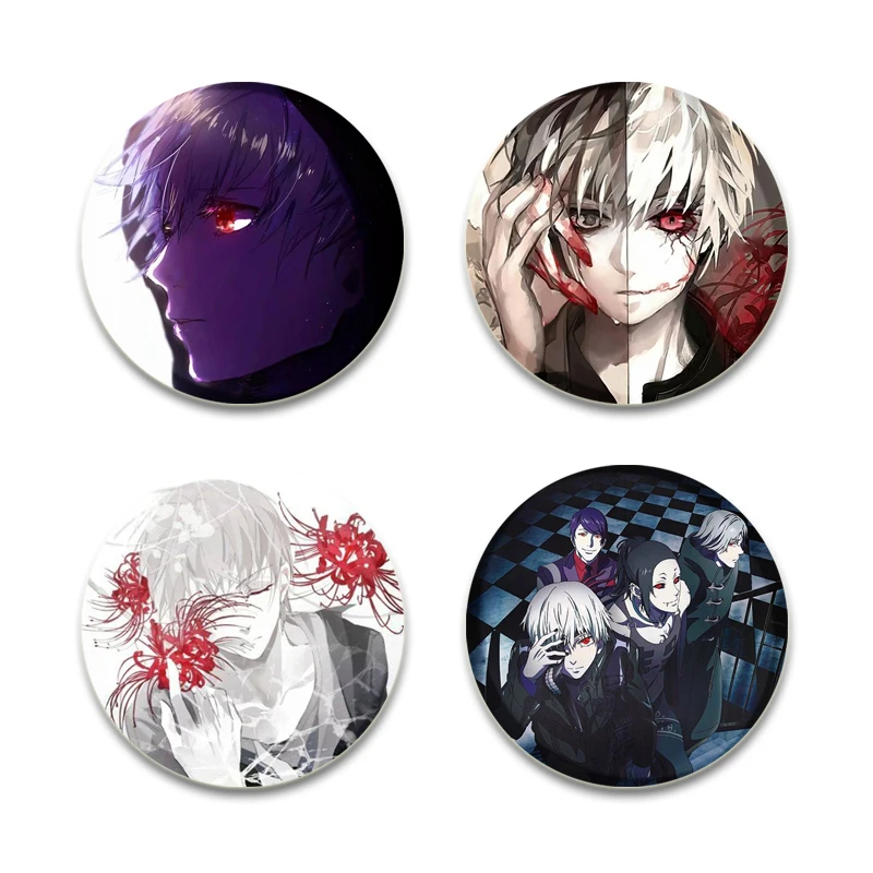 Anime Tokyo Ghoul Kaneki Ken Cute Cartoon Badge Tinplate Cartoon Cosplay Badge Pins Backpacks Bag Ornament Accessory Gifts