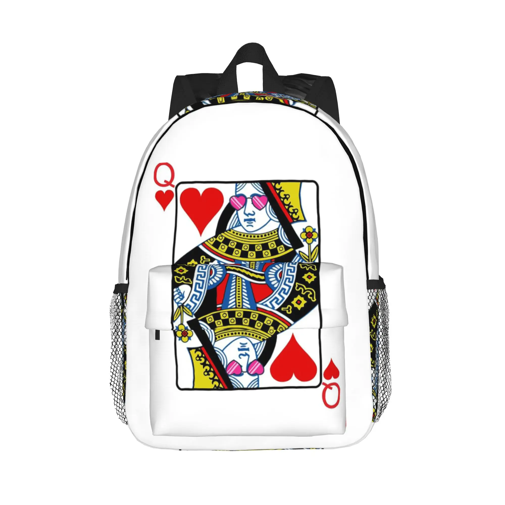 Casino Nights Red Queen Of Hearts Backpack Hot Sale Daypack Boys Girls BookBag Shoulder Bags for Men Women School Bag