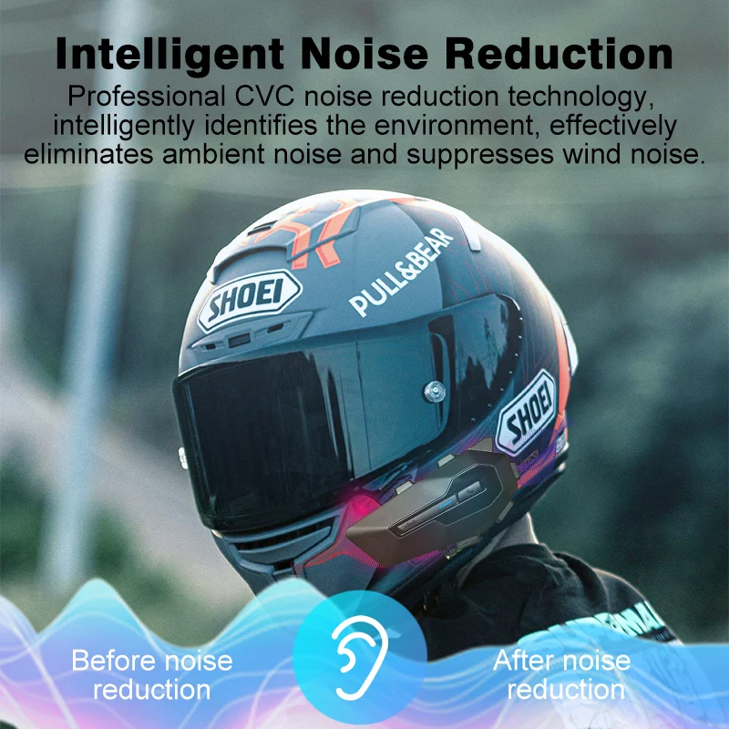 Rider Intercom 1000m Motorcycle Helmet Headset Music Sharing IP67 Waterproof FM Radio