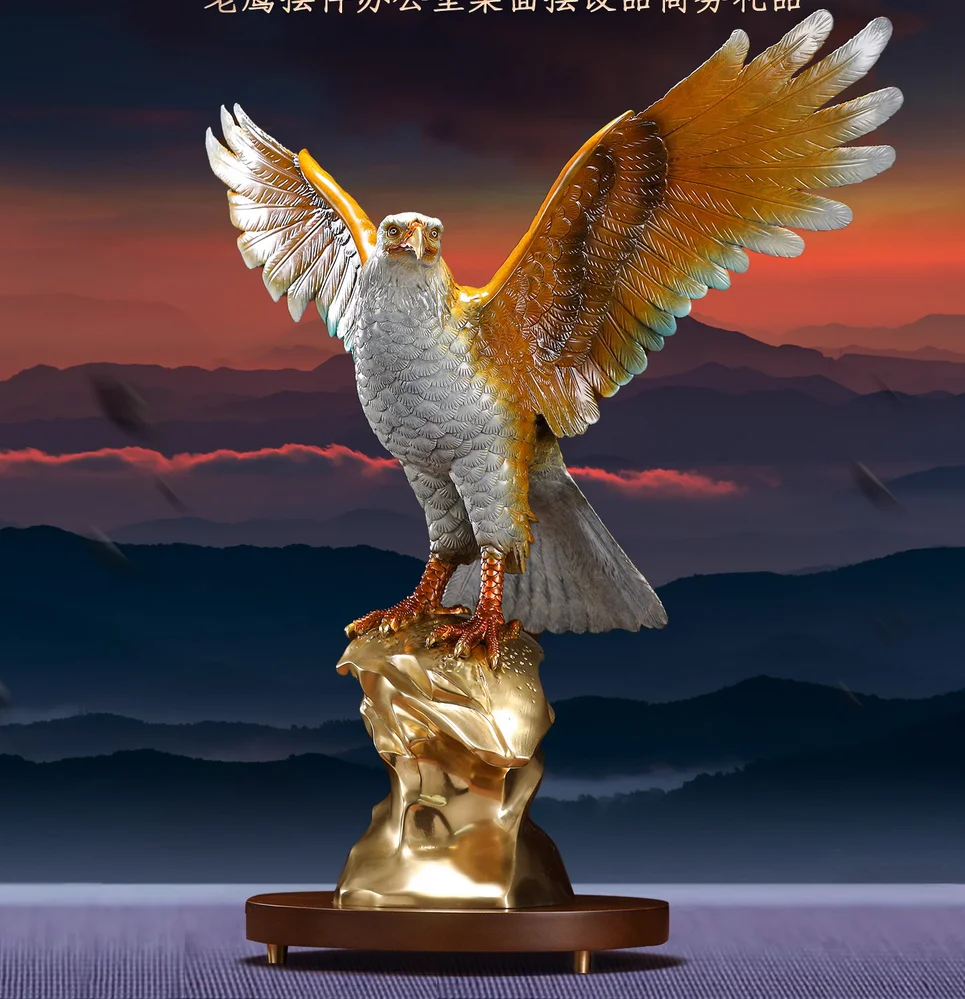 home office decor copper sculpture promising future success effect hawk eagle