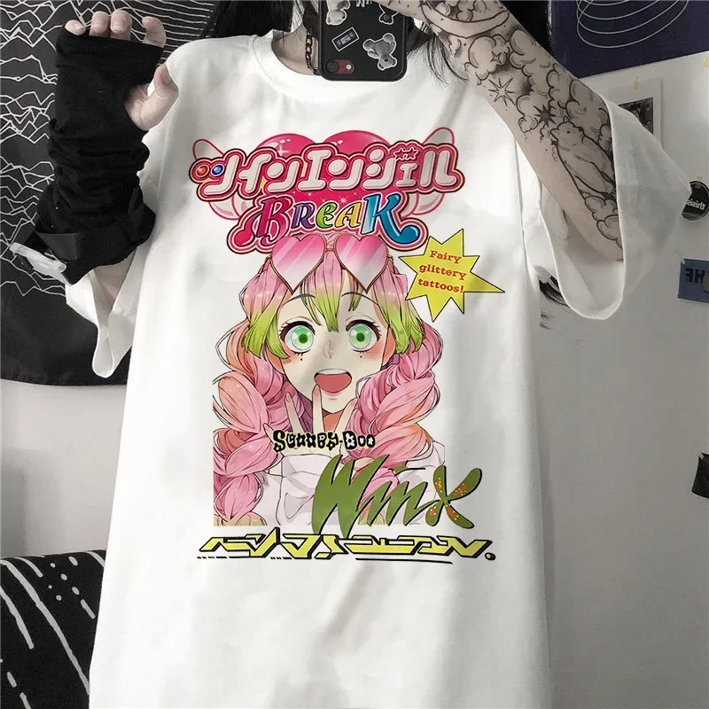 Kawaii-漫画のTシャツ,日本のストリートウェア,ヴィンテージ原宿オルチャン,女の子のための特大のTシャツ