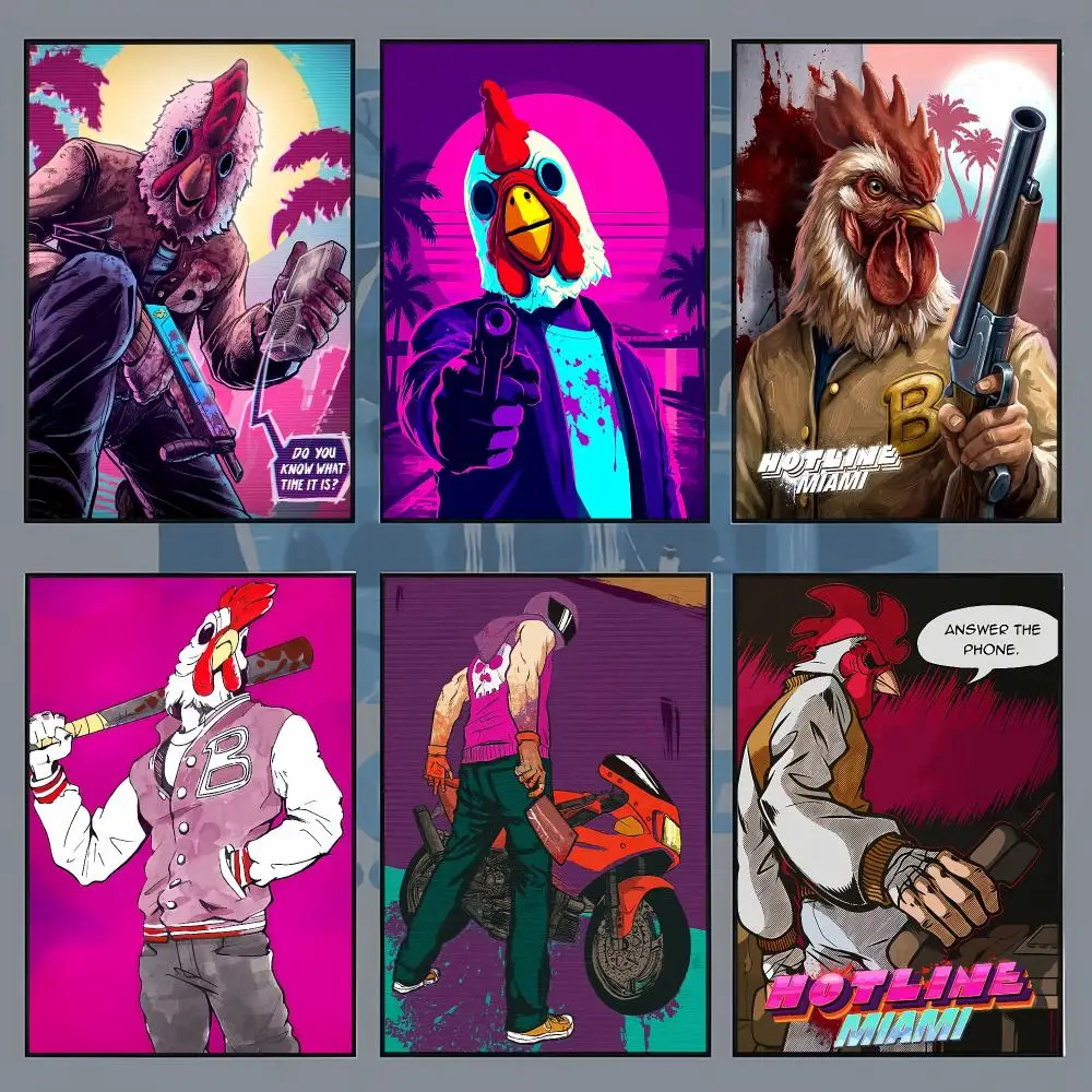 Game Hotline Miami Poster Aesthetic Wall Art Print for Living Room Bedroom Study Office Café Home Decor Stylish Gift