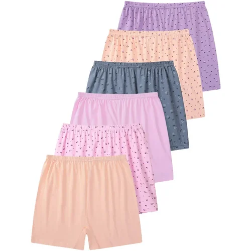 Imagen 2 del producto 6 ps/lote Boxer de talla grande para mujer, bragas de algodón para mujer, pantalones cortos de cintura alta para mujer, ropa interior holgada para mujer, Boxers de mediana edad para mujer