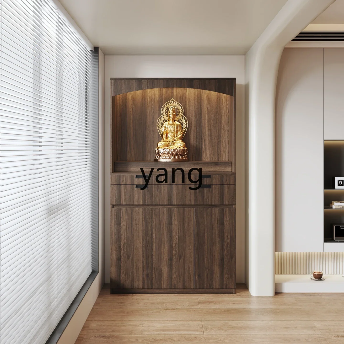 Lhh solid wood Buddhist niche cabinet for table household use God of Wealth Guanyin shrine cabinet incense table