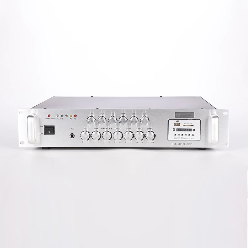 PA-5500USBD Home Amplifier High-quality 500W 6-zone 4-16 70V 100V Aluminum Alloy with for FM
