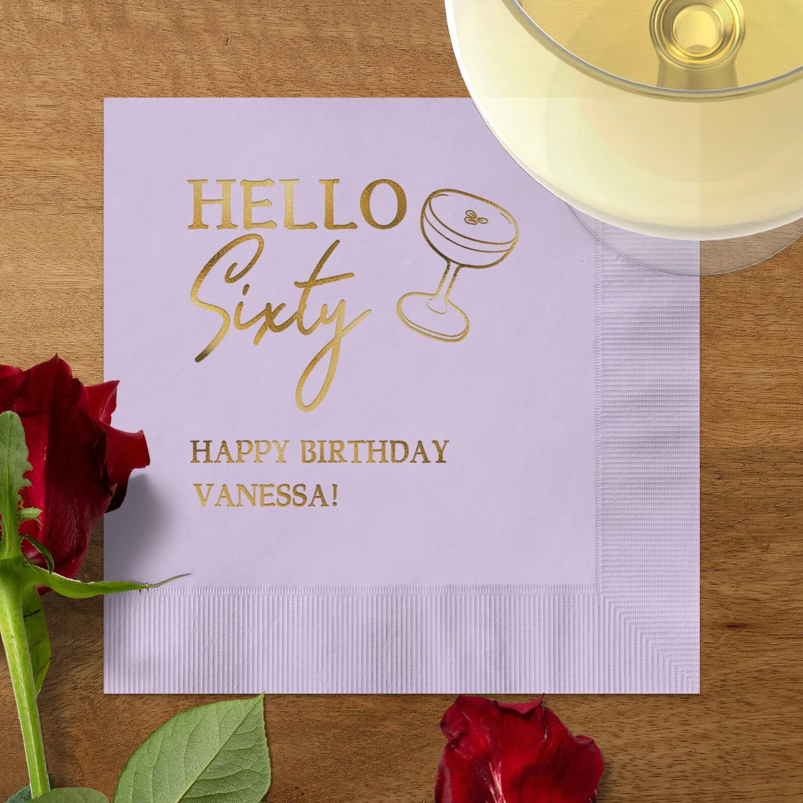 50pcs Personalized Birthday Foil Cocktail Napkins, Custom Milestone Birthday Napkins, 30th, 40th, 50th, 60th, 70th Birthday Foil