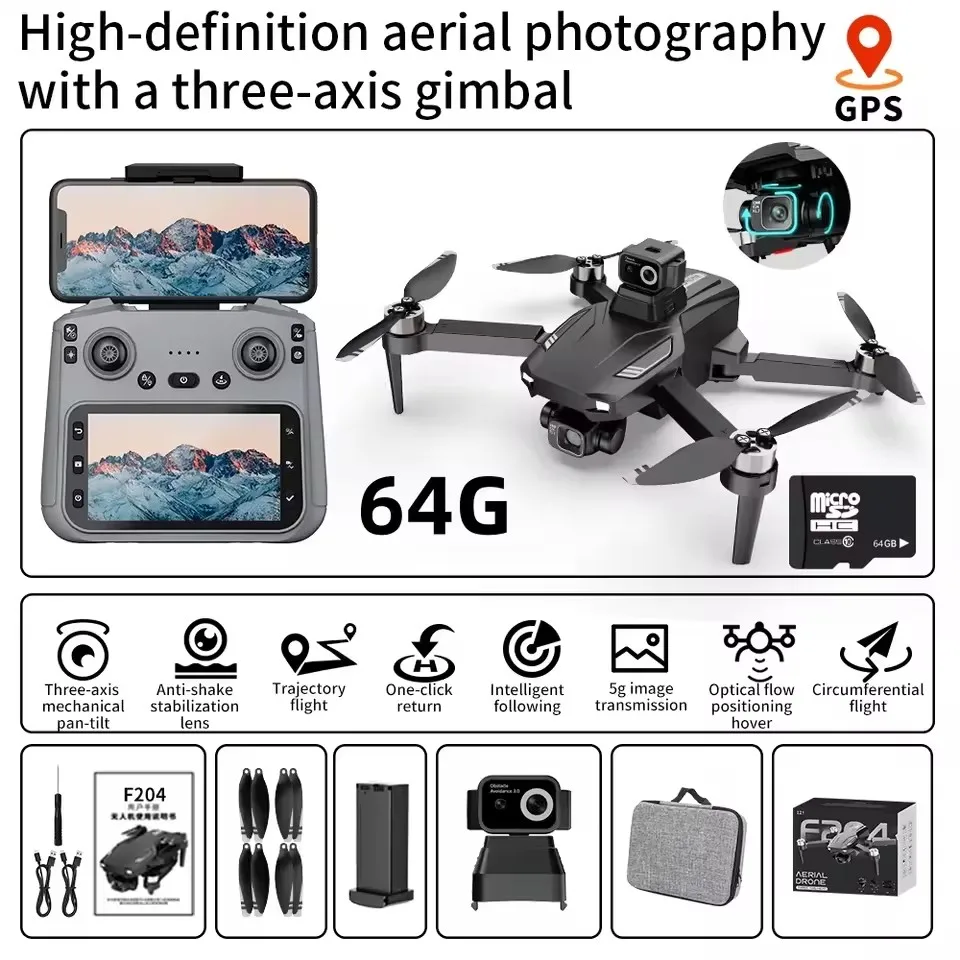 F204 RC Drone 7.4V 2200Mah Battery/Propeller F204 GPS Screen Drone Battery F204 Drone Battery Blades F204 RC Dron Battery Parts