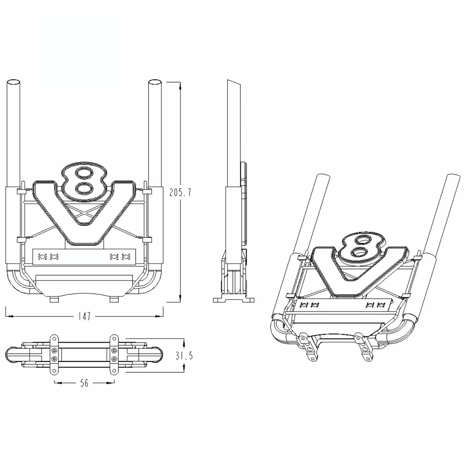 قطع غيار أنبوب العادم المعدني ث/مصباح ليد تحكم لتقوم بها بنفسك TAMIYA 1/14 التحكم عن بعد شاحنة جرار 56368 56379 نموذج ترقية جزء #4
