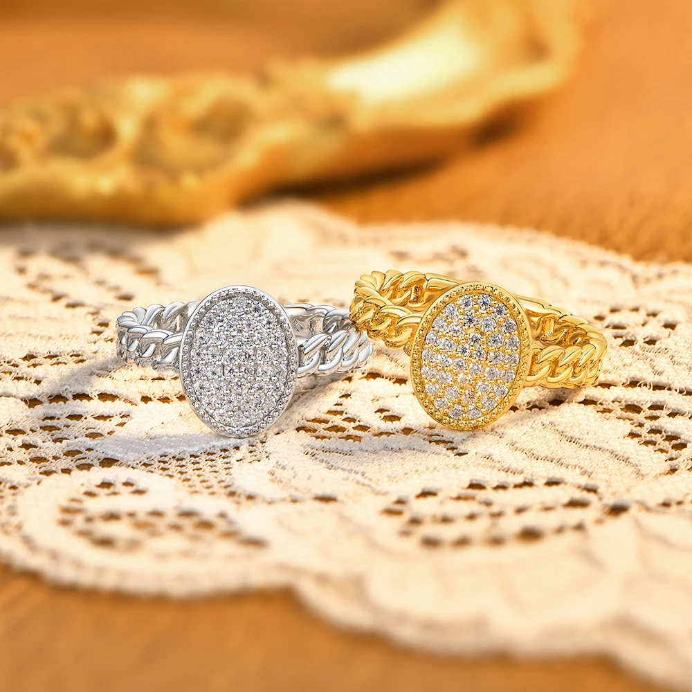 Personalized Moissanite Cuban Link Ring for Couples