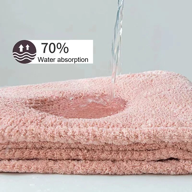 Soft Touch Microfiber Hair Towel Textured Dry Hair Cap Super Absorbent Turban Hair Towel Coral Fleece Cap For Button-Down GFMJ02
