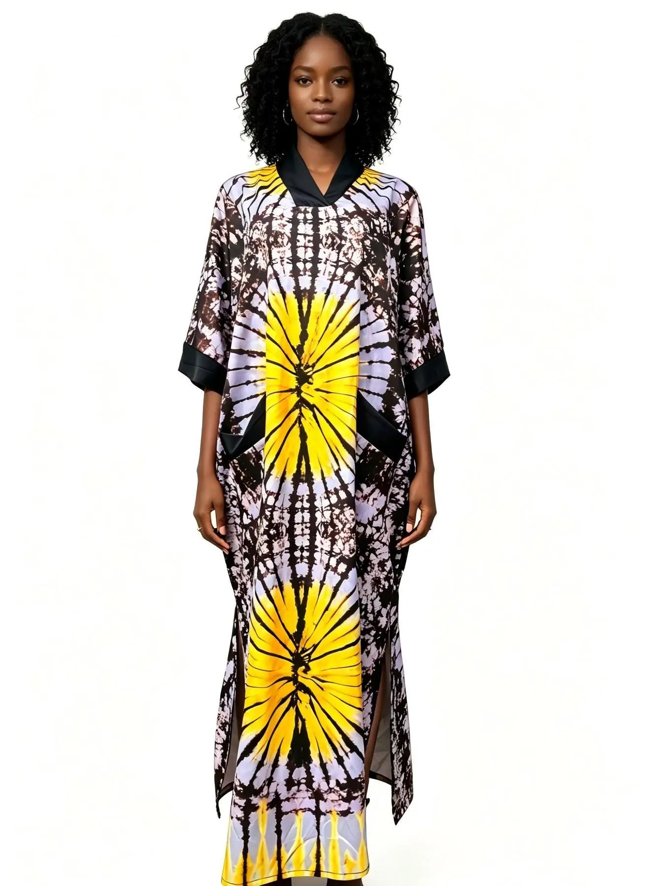 Dashiki Afrikanische Kleider für Frauen 2025, Herbst, afrikanisch, kurzärmelig, V-Ausschnitt, Party, Abend, langes Maxikleid, Weihnachtskleid, Outfits