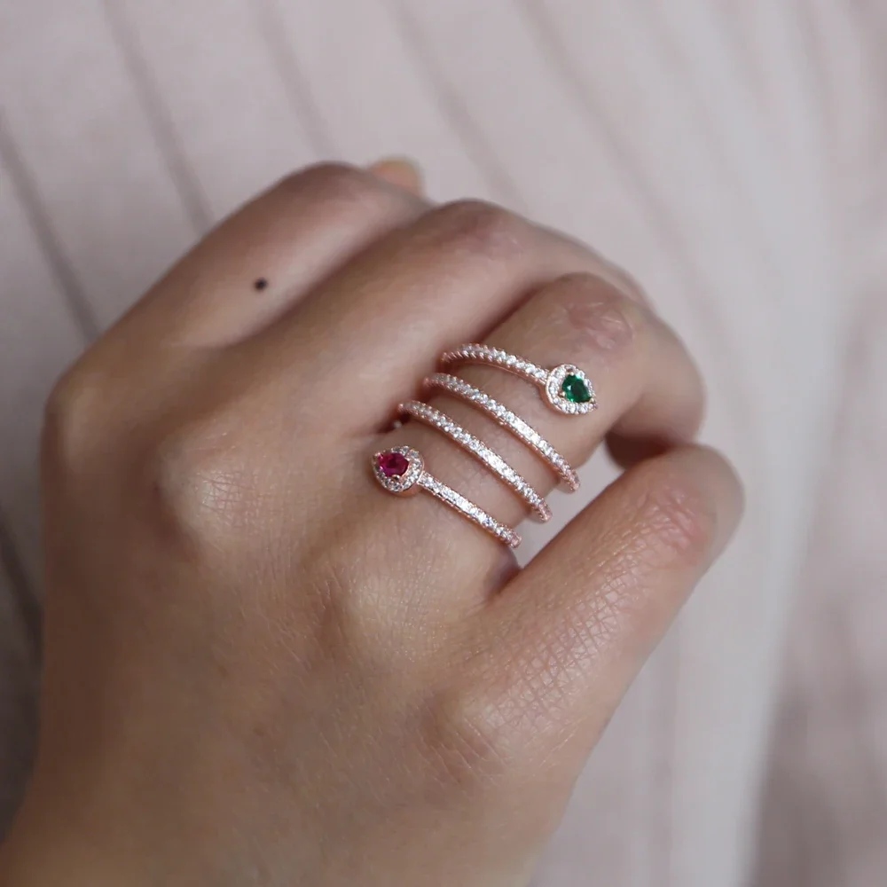 Luxury Big silver plated rose gold color Rings with CZ Zircon Stone for Women Fashion Wedding Engagement Rings 2019 new