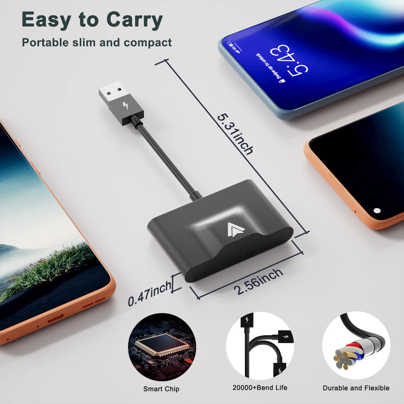 Android Auto Wireless Adapter for Car, Plug Play 5GHz WiFi Online Upgrade