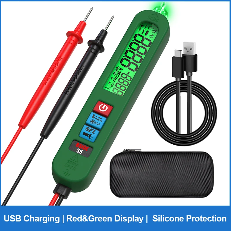 S5/s5x wiederauf ladbarer Stift Typ Digital multimeter LCD Smart AC DC Spannungs tester True RMS