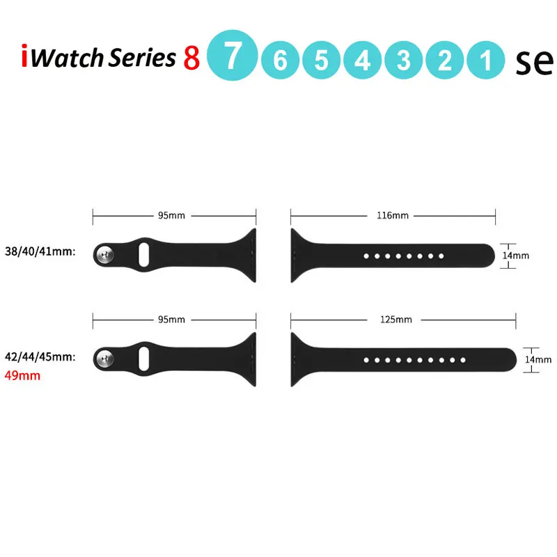 Slim Silicone strap for Apple watch ultra 44mm band 41mm 45mm correa 38mm 40mm 49mm Sports bracelet iWatch serie 8 7 6 5 se 4 3