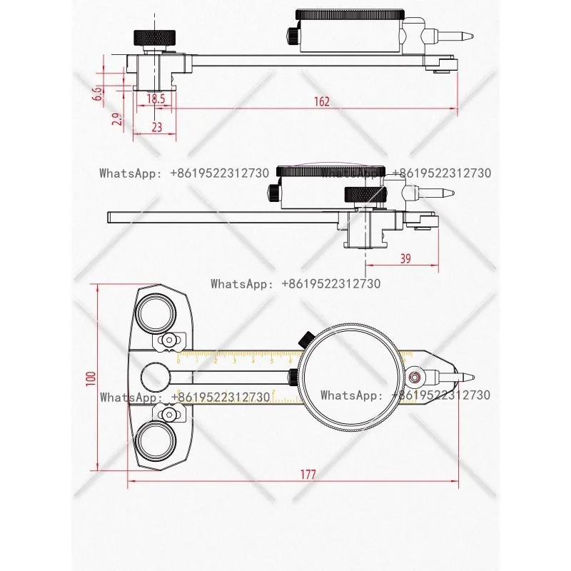 Dispositif auxiliaire de positionneur de parallélisme de correcteur de compteur de cadran de scie de Table