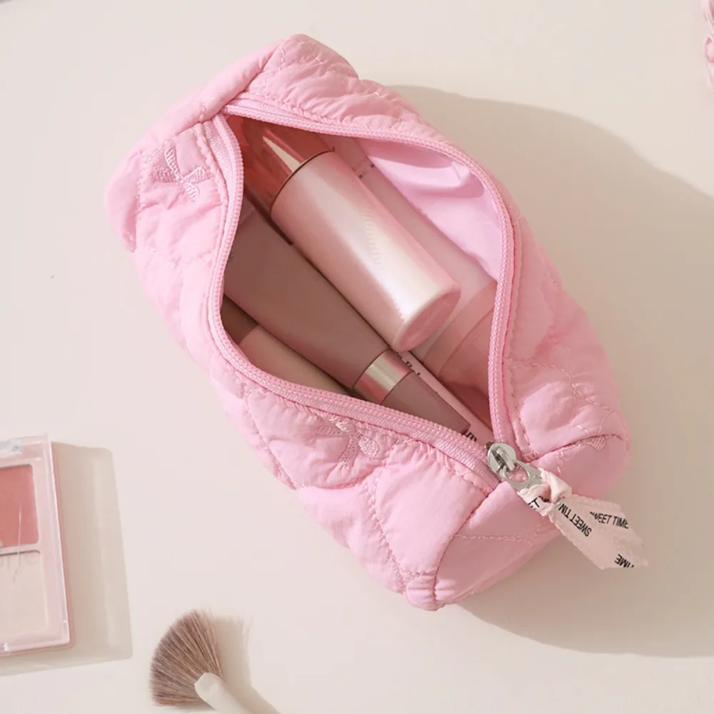 Fashion Large Capacity Pencil Case Portable Love Bowknot Design Pen Bag Storage Bag Creative Makeup Brush Organizer for Students